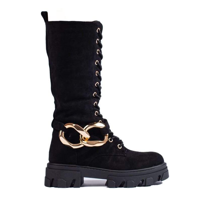 Bottines à lacets en daim pour dames Shelovet noir le noir