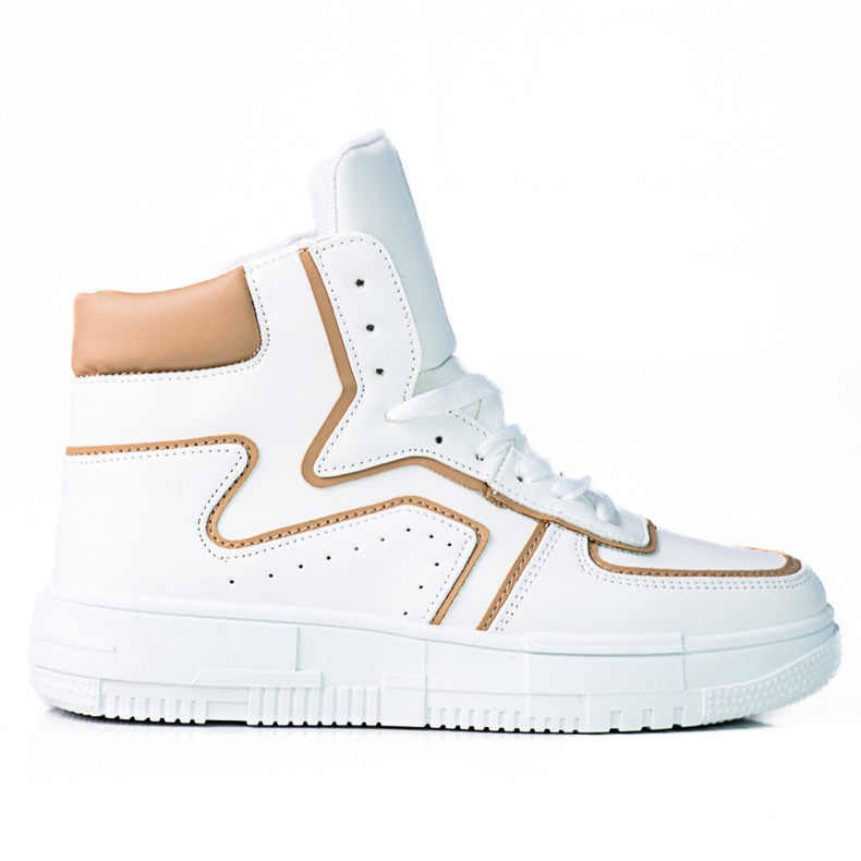 Baskets pour femmes High Shelovet en cuir écologique blanc et beige blanche