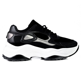 Baskets à lacets Shelovet pour femmes sur une plate-forme haute noir et blanc