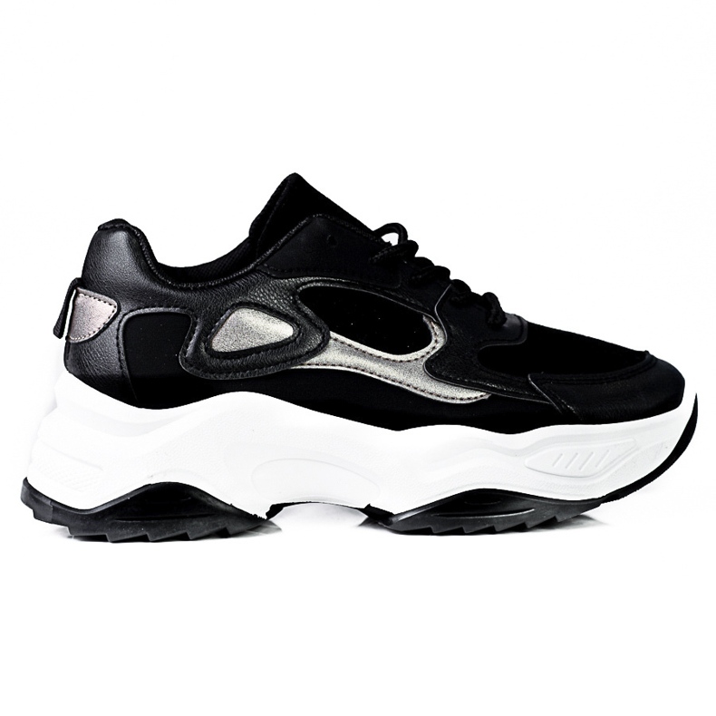 Baskets à lacets Shelovet pour femmes sur une plate-forme haute noir et blanc blanche le noir