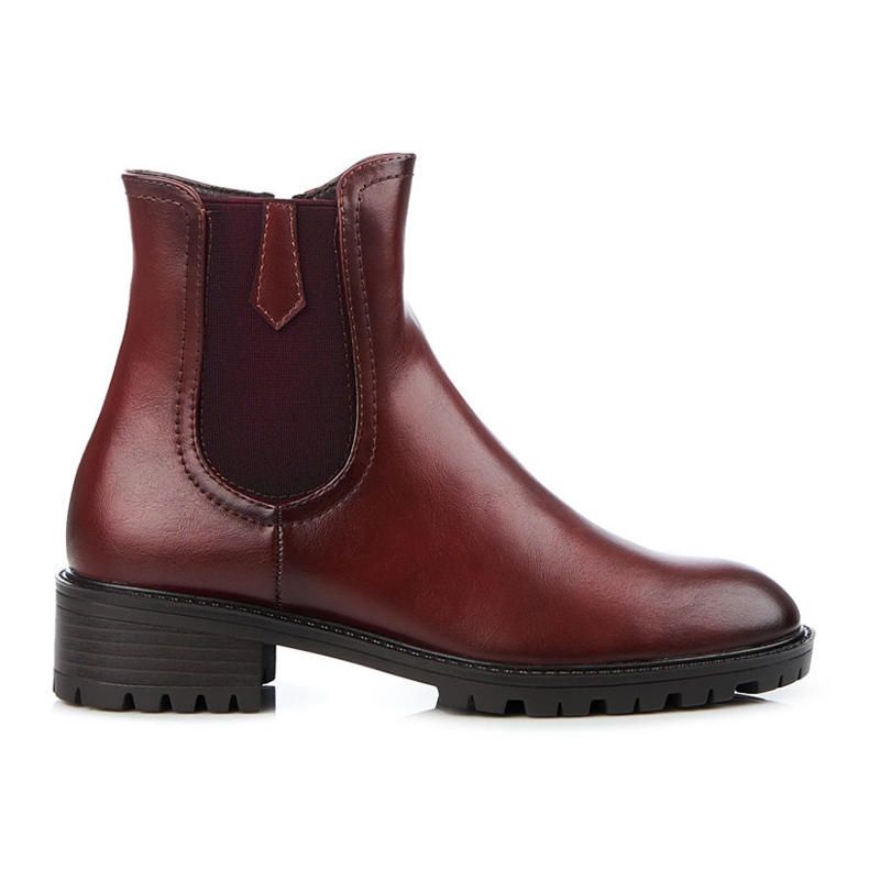 Bottines Chelsea basses Shelovet en cuir écologique rouge