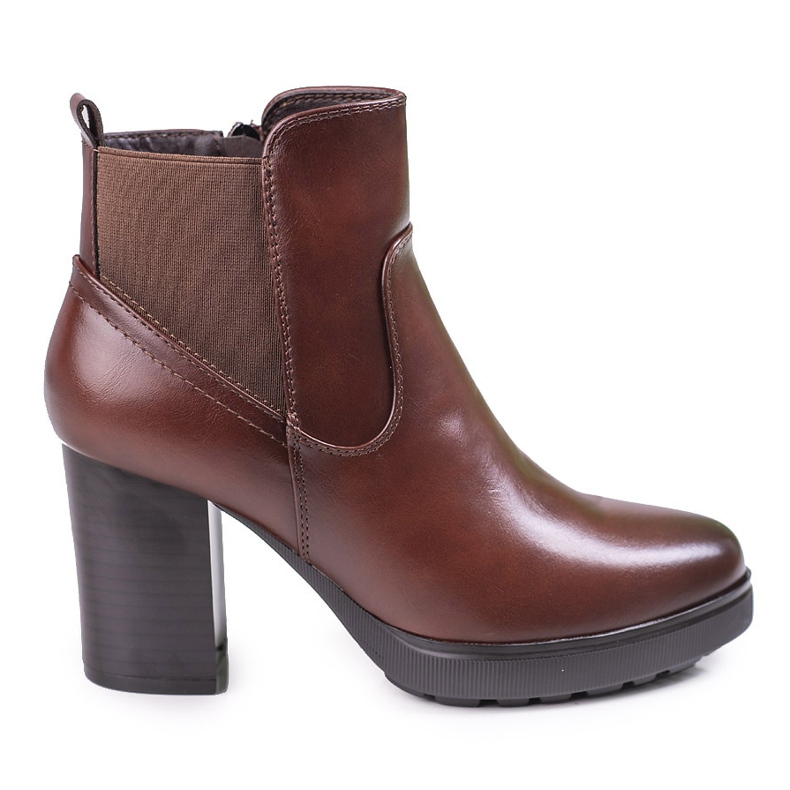 Bottines Chelsea marron pour femme sur un poteau Shelovet haut brun