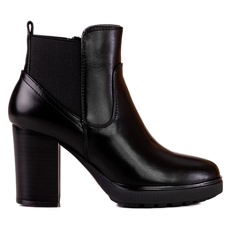 Bottes Chelsea noires pour dames sur un poteau Shelovet haut le noir