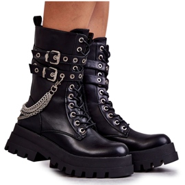 PG1 Bottes Hautes Ouvrières Avec Chaîne Noir Montero