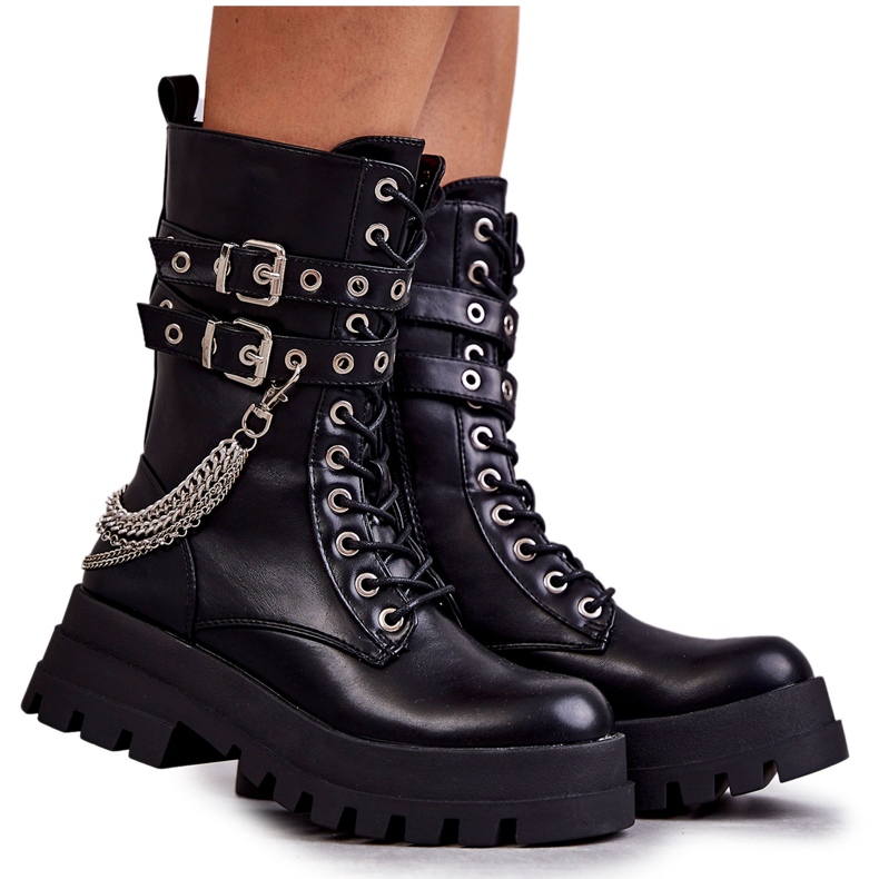 PG1 Bottes Hautes Ouvrières Avec Chaîne Noir Montero le noir PG1 Bottes Hautes Ouvrières Avec Chaîne Noir Montero le noir