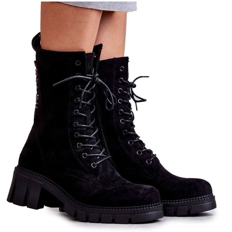 PG1 Bottines noires en daim chaud pour femme Hermesa le noir