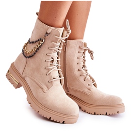 PS1 Bottes chaudes en daim avec une chaîne Beige Sorita