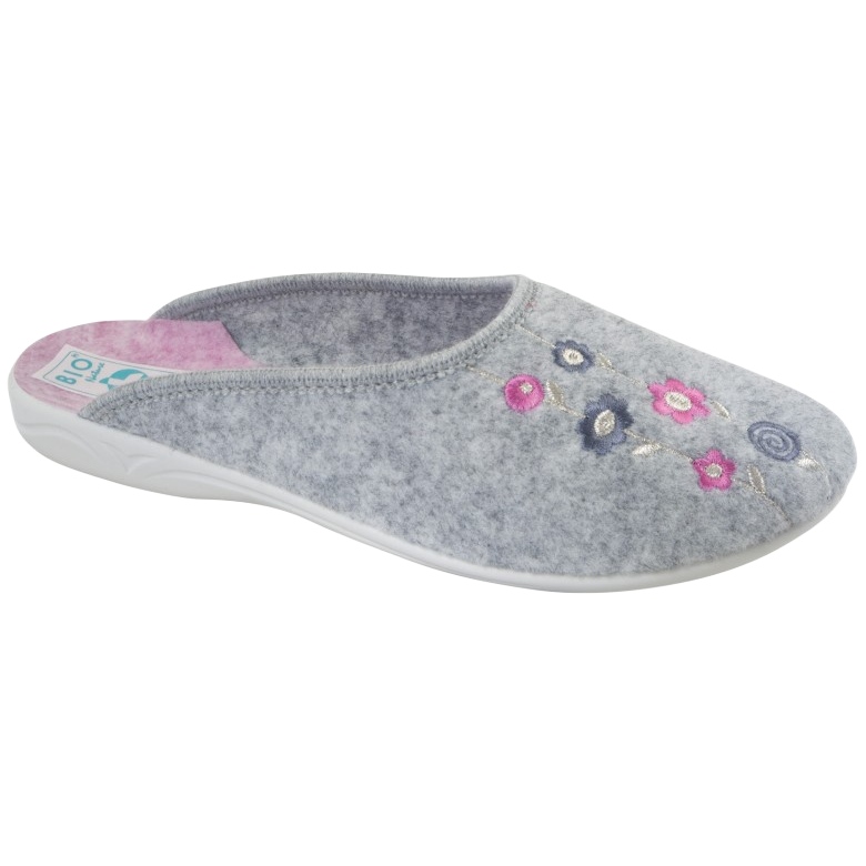 Chaussons en Feutre Gris Adanex 27885 Sara avec Fleurs rose Chaussons en Feutre Gris Adanex 27885 Sara avec Fleurs rose