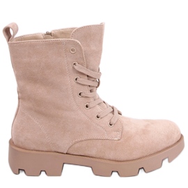 Bottes de travail en daim beige Pansy