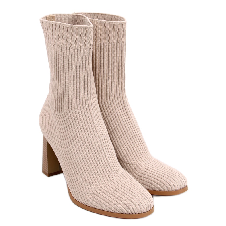 Bottines chaussettes à talons par Hermione Taupe beige