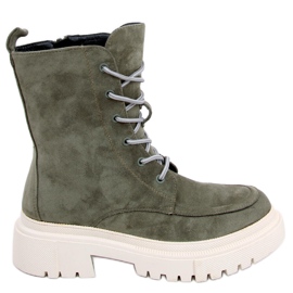 Boots à lacets en daim Vert Roisin