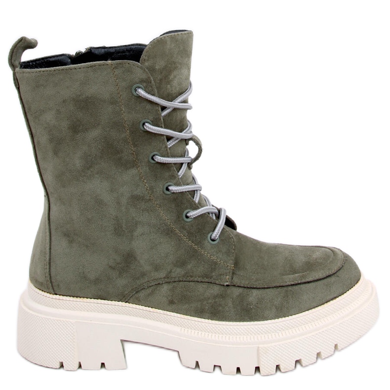 Boots à lacets en daim Vert Roisin