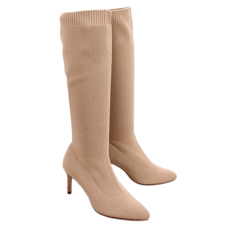 Bottines chaussettes Rebecca L. KAKI beige