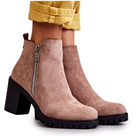PG1 Bottes En Daim À Talons Hauts Avec Une Fermeture Éclair Beige Sevione
