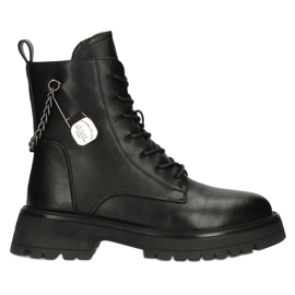 Bottes pour femmes avec une épingle de sécurité et Filippo DBT4059 Black Chain le noir