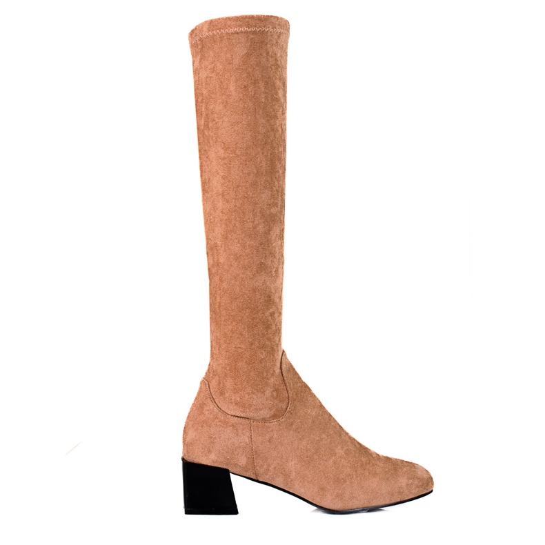 T.Sokolski Bottes en daim pour femmes sur un poteau large de Sokolski, beige T.Sokolski Bottes en daim pour femmes sur un poteau large de Sokolski, beige