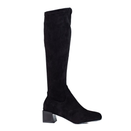 T.Sokolski Bottes pour femmes en daim noir sur un poteau large de Sokolski