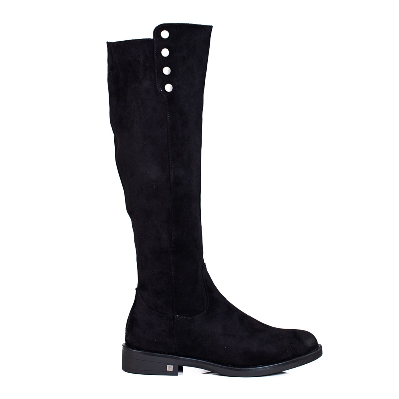 W. Potocki Bottines femme en daim à talon plat de Potocki le noir