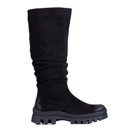 Bottes Vinceza en daim pour femmes sur une plate-forme épaisse noir le noir