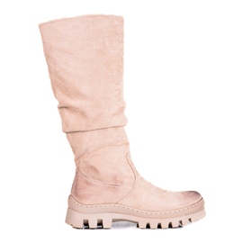 Vinceza Bottes en daim Potocki pour femmes sur une plate-forme beige épaisse Vinceza Bottes en daim Potocki pour femmes sur une plate-forme beige épaisse