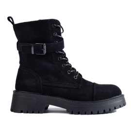 Baggies femme en daim avec boucle noir