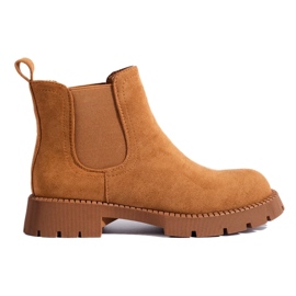 Bottines Chelsea femme en daim marron à talon plat brun