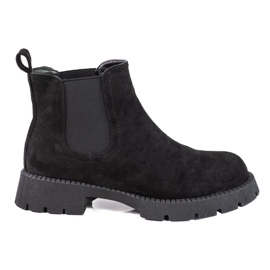 Chelsea boots femme en daim à talons plats Shelovet noir le noir