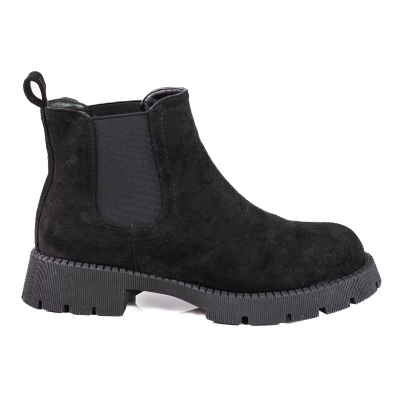Chelsea boots femme en daim à talons plats Shelovet noir le noir