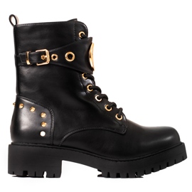 Travailleurs à lacets pour femmes Shelovet avec accessoires dorés noir