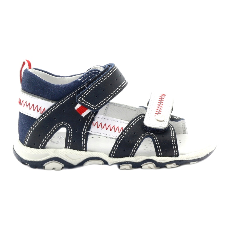 Sandales en cuir pour Velcro 81824 Marine / Bartek rouge bleu