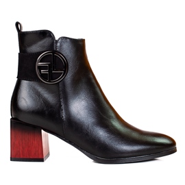 W. Potocki Bottes pour femmes classiques sur un poteau Potocki bas noir