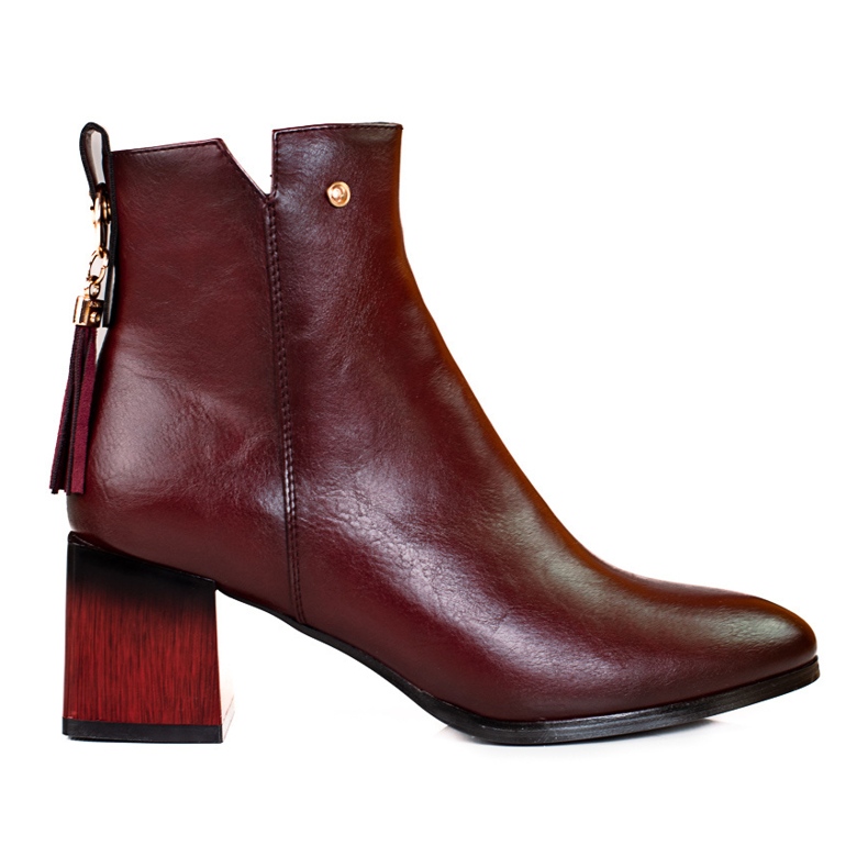 W. Potocki Bottes pour femmes à la mode sur le poteau bordeaux de Potocki rouge