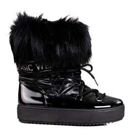 Bottes de neige pour femmes noires avec fourrure Shelovet