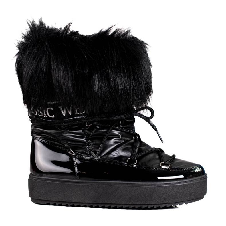Bottes de neige pour femmes noires avec fourrure Shelovet le noir