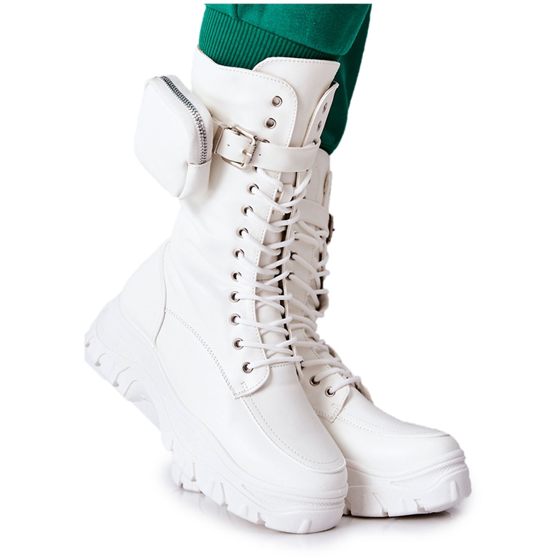 Bottines Plateformes Issanti Blanches Avec Rein