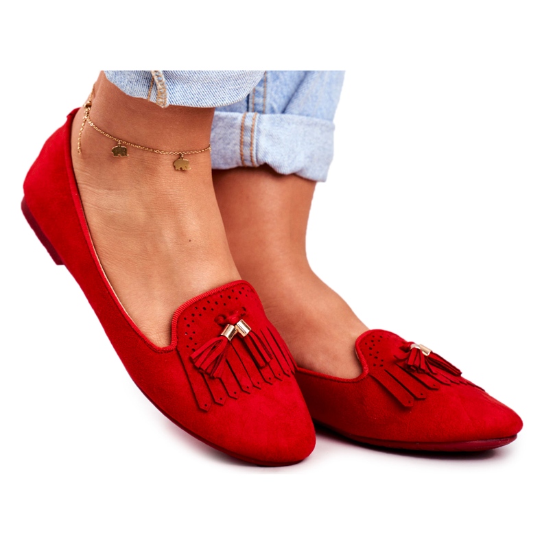BUGO Mocassins Femme Red Lords Franges Therese rouge