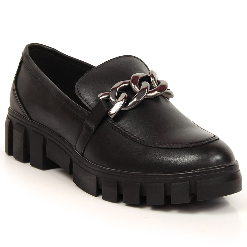 Mocassins pour femmes sur une plate-forme avec une chaîne noire Sergio Leone le noir