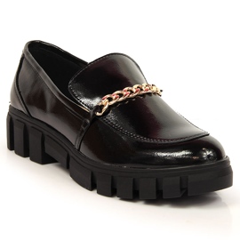 Mocassins laqués noirs avec chaîne pour femme de Sergio Leone