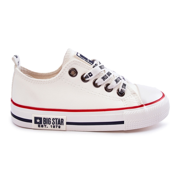 Baskets en cuir pour enfants Big Star KK374038 Blanc blanche Baskets en cuir pour enfants Big Star KK374038 Blanc blanche