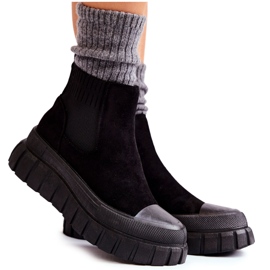 FB2 Bottes à enfiler à la mode sur la plate-forme Jenna noire