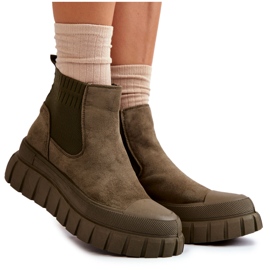 FB2 Bottes à enfiler à la mode sur la plate-forme verte Jenna brun