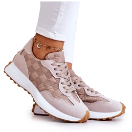 Chaussures de sport liées aux femmes beige