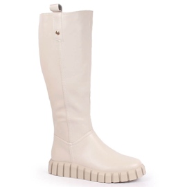Bottes plates isolées beiges femme Potocki