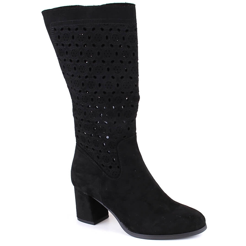 Bottes ajourées en daim noir pour femmes Daszyński le noir