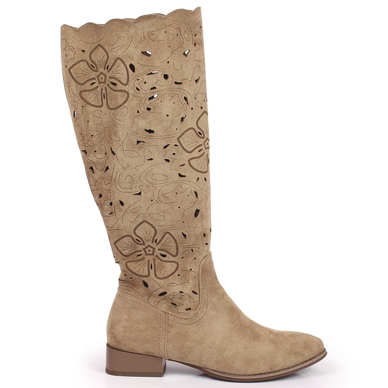 M. DASZYŃSKI Bottes pour femmes, ajourées, daim marron Daszyński brun