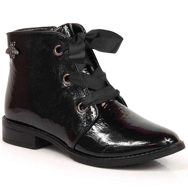 M. DASZYŃSKI Bottes isolées laquées noires pour femmes Daszyński SAN5A le noir