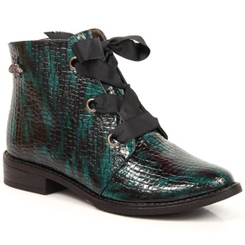 M. DASZYŃSKI Bottes laquées pour femmes isolées vert croco Daszyński SAN5B
