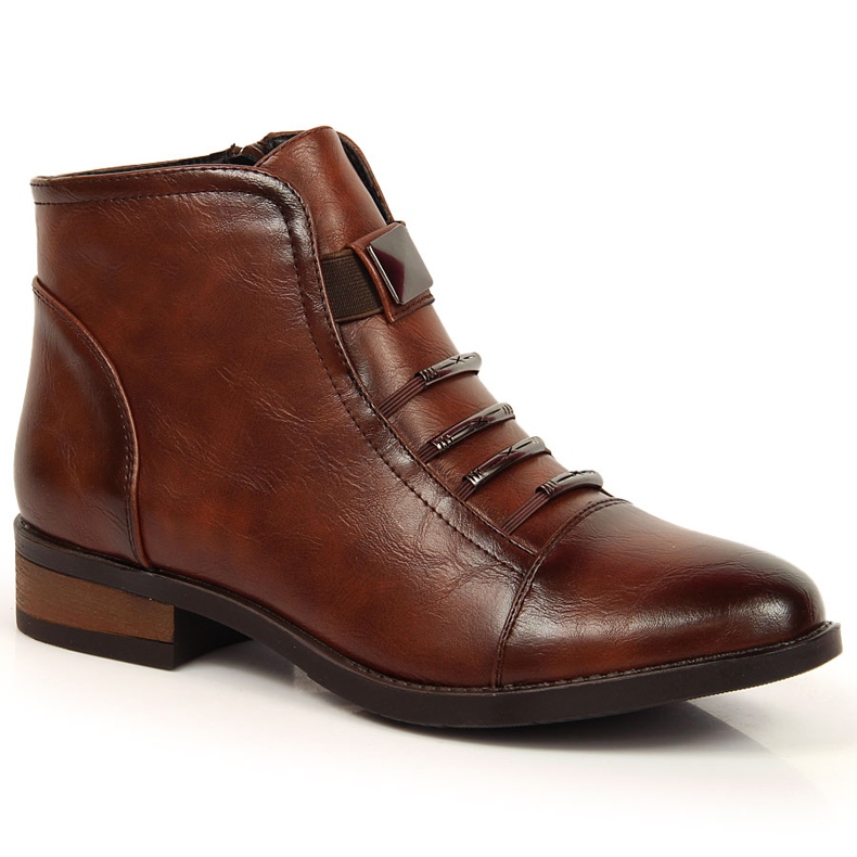 Bottines marron à talon plat Sabatina SAB118 brun Bottines marron à talon plat Sabatina SAB118 brun