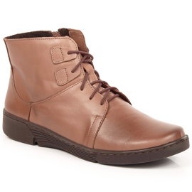 Bottes en cuir marron confortables pour femmes isolées marron Łukbut LUK1816B brun