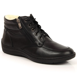 Łukbut Bottes en cuir noir isolées confortables pour femmes Lukbut LUK724A le noir